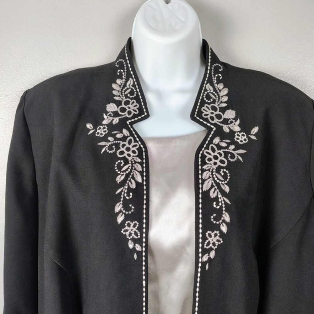 Black Silver Embroidered Jacket Top Set NWT 20W wedding office church elegant - Picture 3 of 11